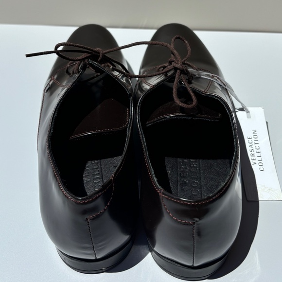 Versace dark brown  Leather Men's Made In Italy Size 10 shoes loafers - Picture 8 of 8